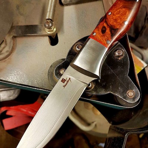Stainthorp Knives Monarch. VG10 Suminagashi steel, dovetail bolsters and desert ironwood scales Stainthorp Knives Monarch. VG10 Suminagashi steel, dovetail bolsters and desert ironwood scales